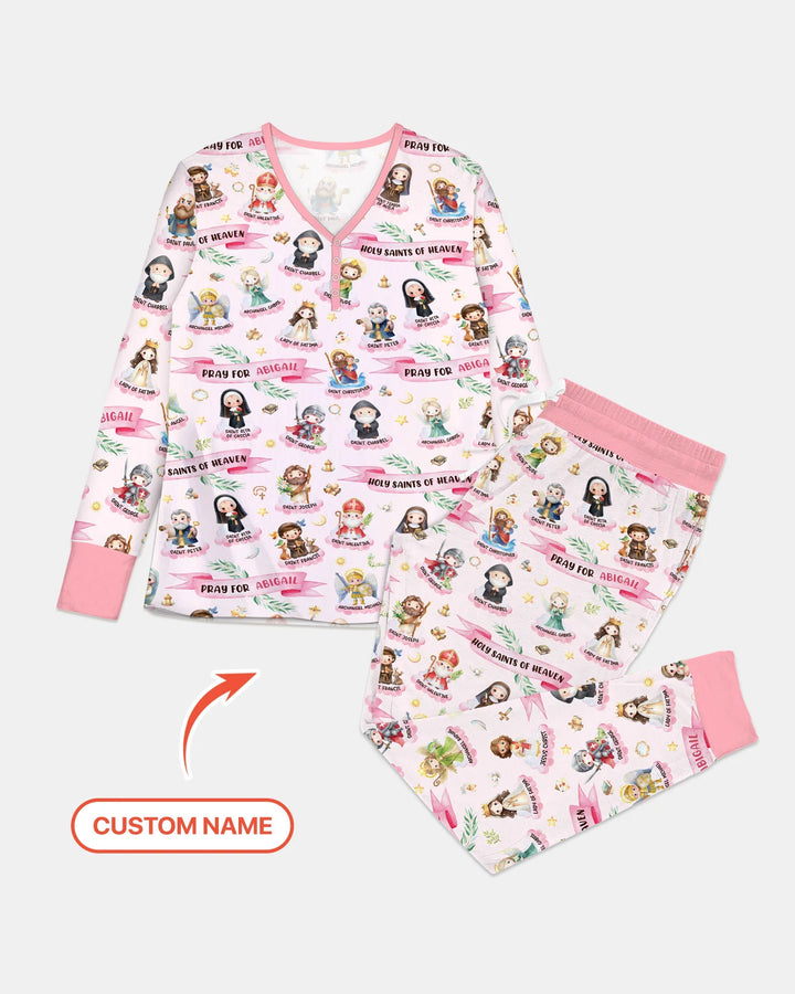 Holy Saints of Heaven Custom Name Bamboo Women Pajama Set