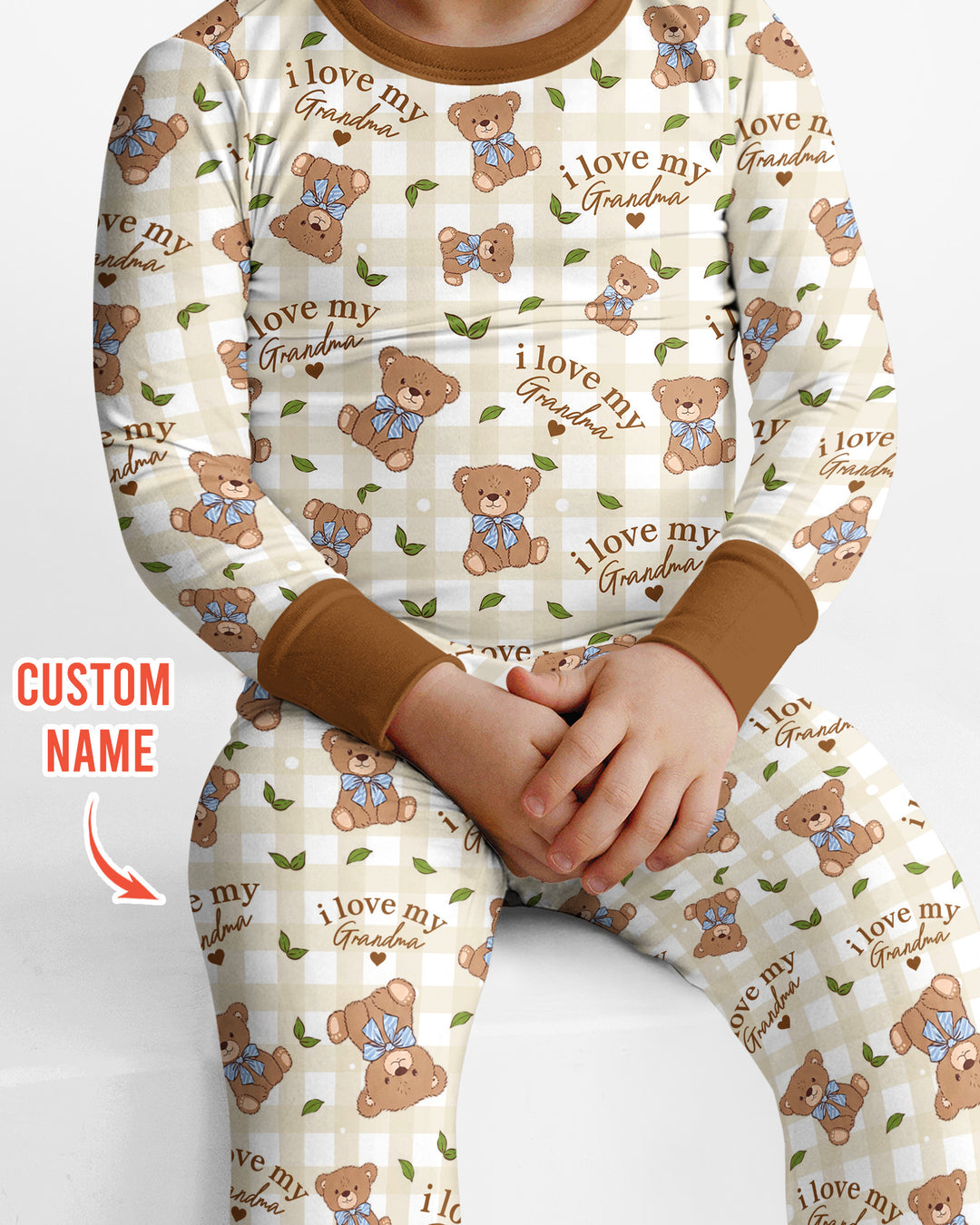 Personalized I Love My Grandma Bamboo Two Piece Long Sleeve Pajama Set
