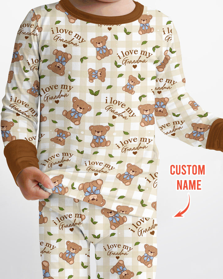 Personalized I Love My Grandma Bamboo Two Piece Long Sleeve Pajama Set