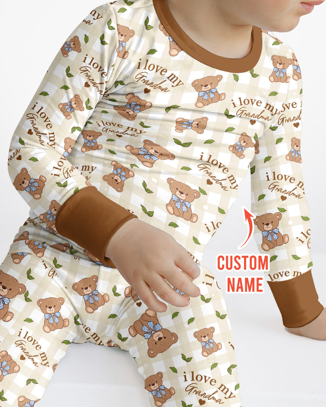 Personalized I Love My Grandma Bamboo Two Piece Long Sleeve Pajama Set