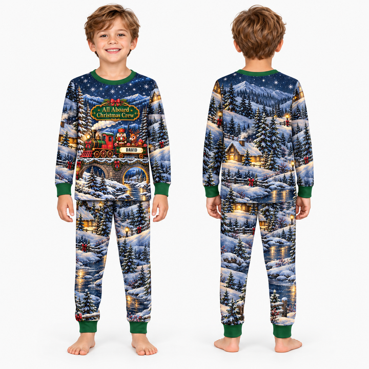 All Aboard Christmas Crew Bamboo Two Piece Long Sleeve Pajama Set