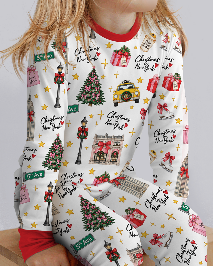 Christmas In NYC Bamboo Two Piece Long Sleeve Pajama Set