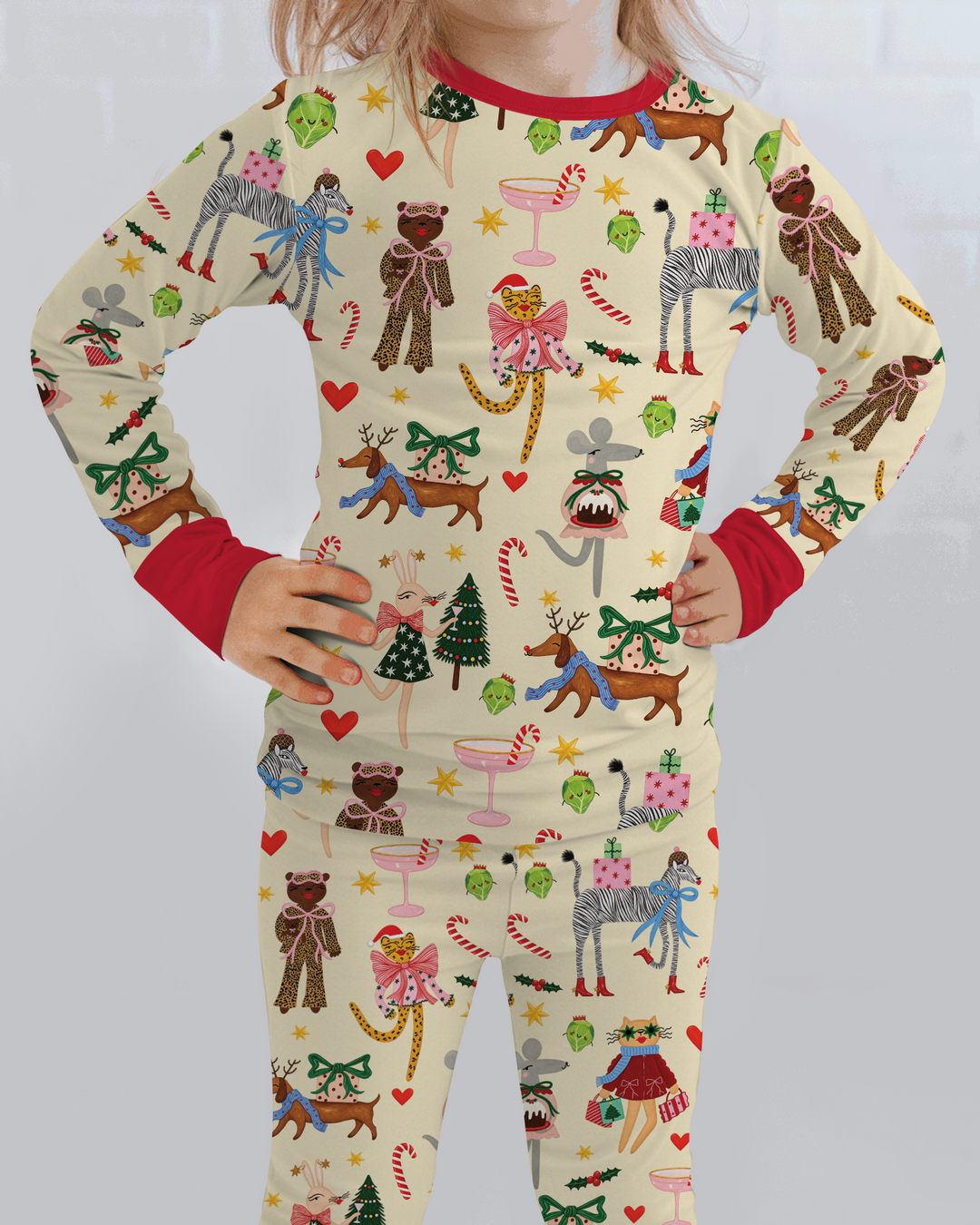 Animals Christmas Bamboo Two Piece Long Sleeve Pajama Set