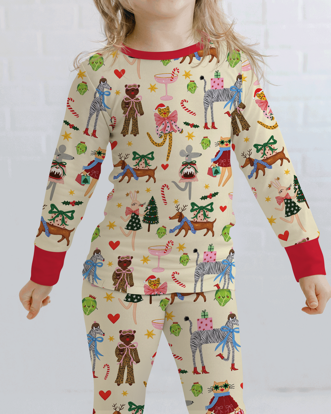 Animals Christmas Bamboo Two Piece Long Sleeve Pajama Set