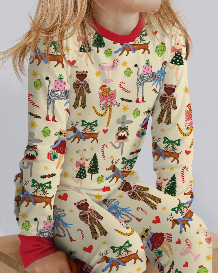 Animals Christmas Bamboo Two Piece Long Sleeve Pajama Set