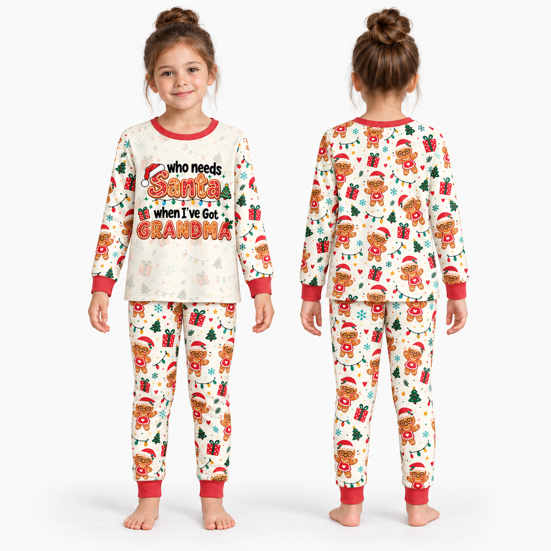 Who Needs Santa When I've Got Grandma Bamboo Two Piece Long Sleeve Pajama Set
