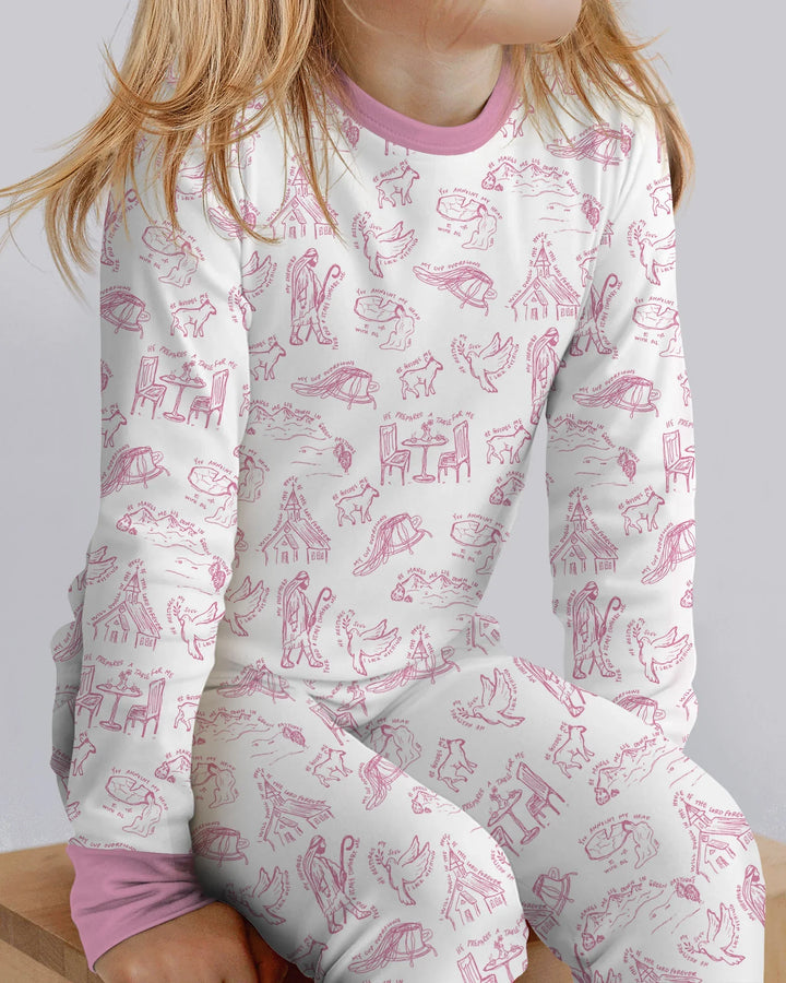 Psalm 23 Sketch Bamboo Two Piece Long Sleeve Pajama Set