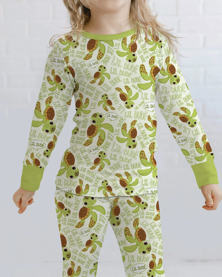 Father and Son Turtle Bamboo Two Piece Long Sleeve Pajama Set