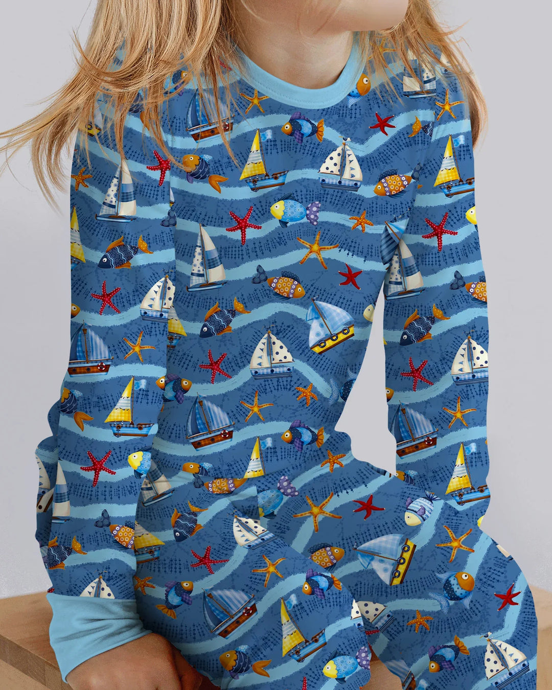 Blue Sail La Vie Family Matching Bamboo Two Piece Long Sleeve Pajama Set