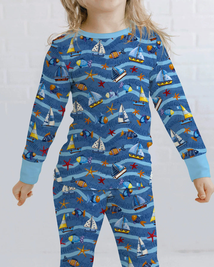 Blue Sail La Vie Family Matching Bamboo Two Piece Long Sleeve Pajama Set