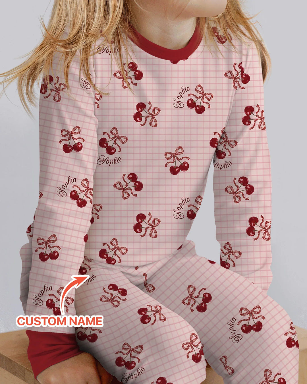 Cherry Mom and Me Bamboo Two Piece Long Sleeve Pajama Set