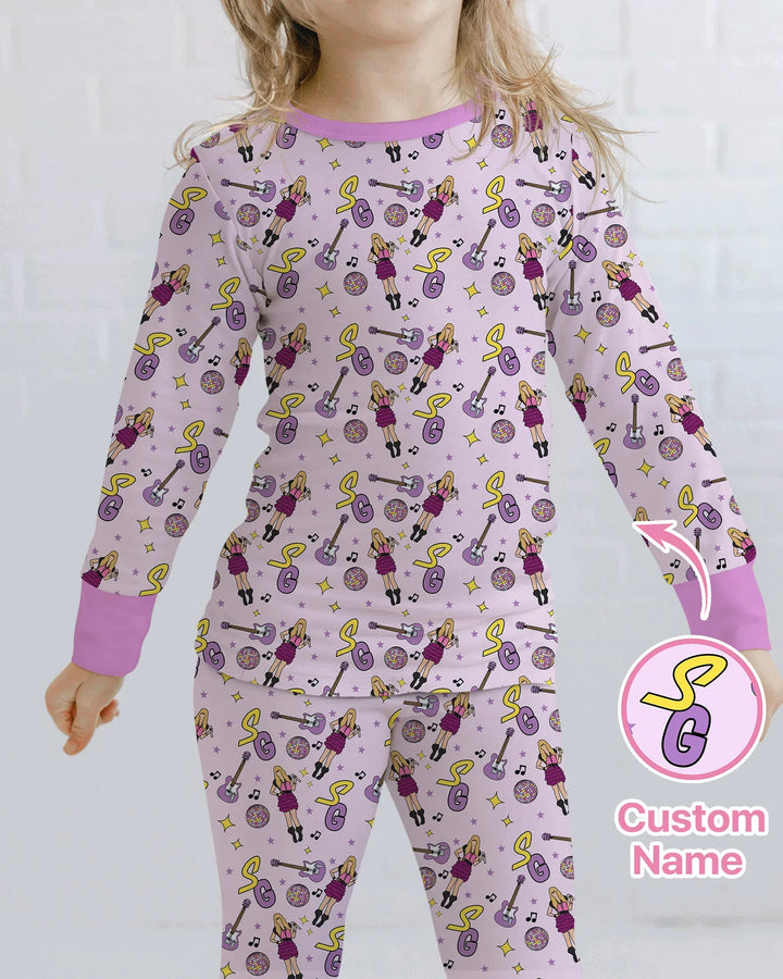 Custom Name Mini Rockstar Two Piece Long Sleeve Pajama Set