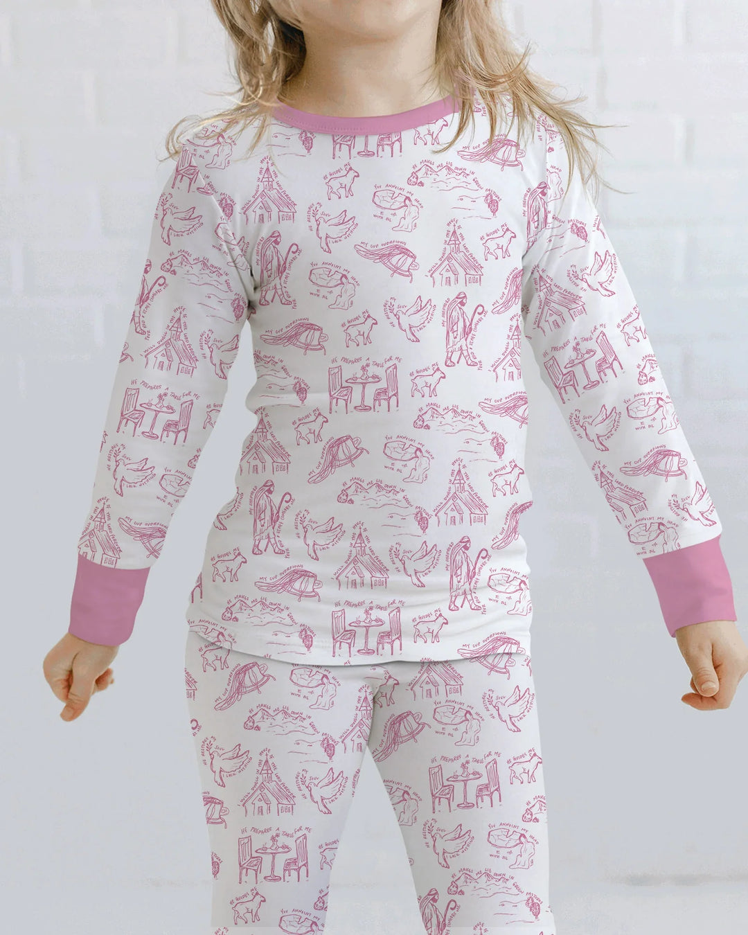 Psalm 23 Sketch Bamboo Two Piece Long Sleeve Pajama Set