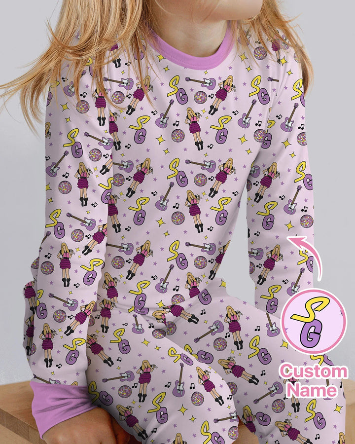 Custom Name Mini Rockstar Two Piece Long Sleeve Pajama Set
