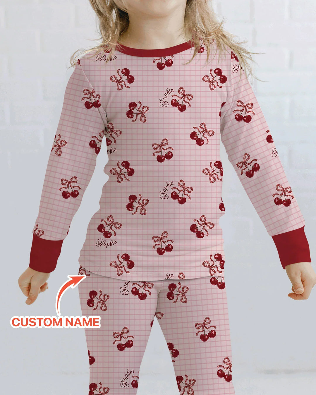Cherry Mom and Me Bamboo Two Piece Long Sleeve Pajama Set