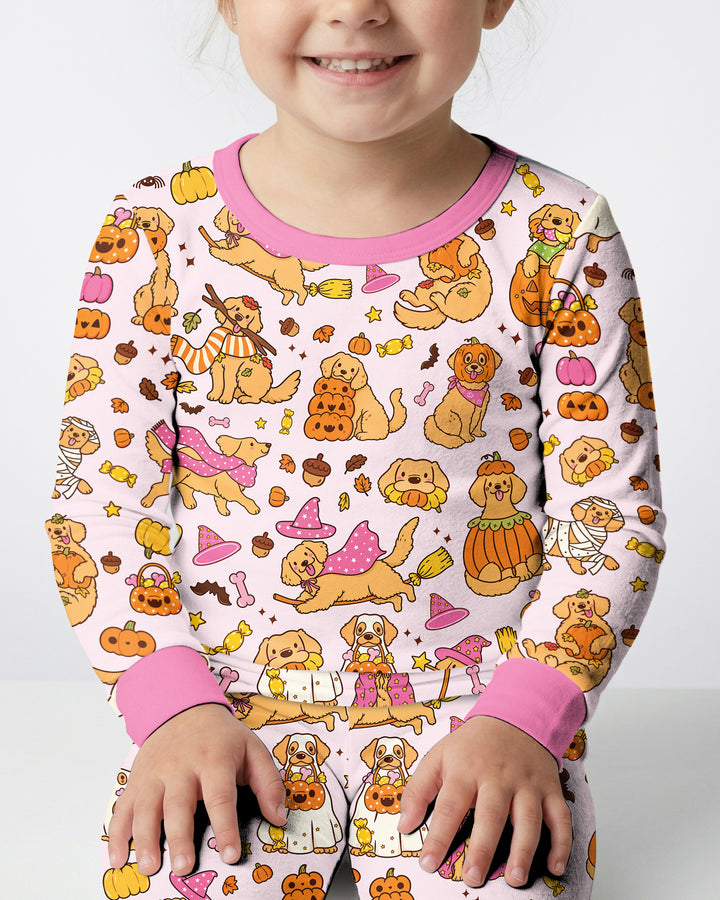 Spooky Golden Pups Bamboo Two Piece Long Sleeve Pajama Set