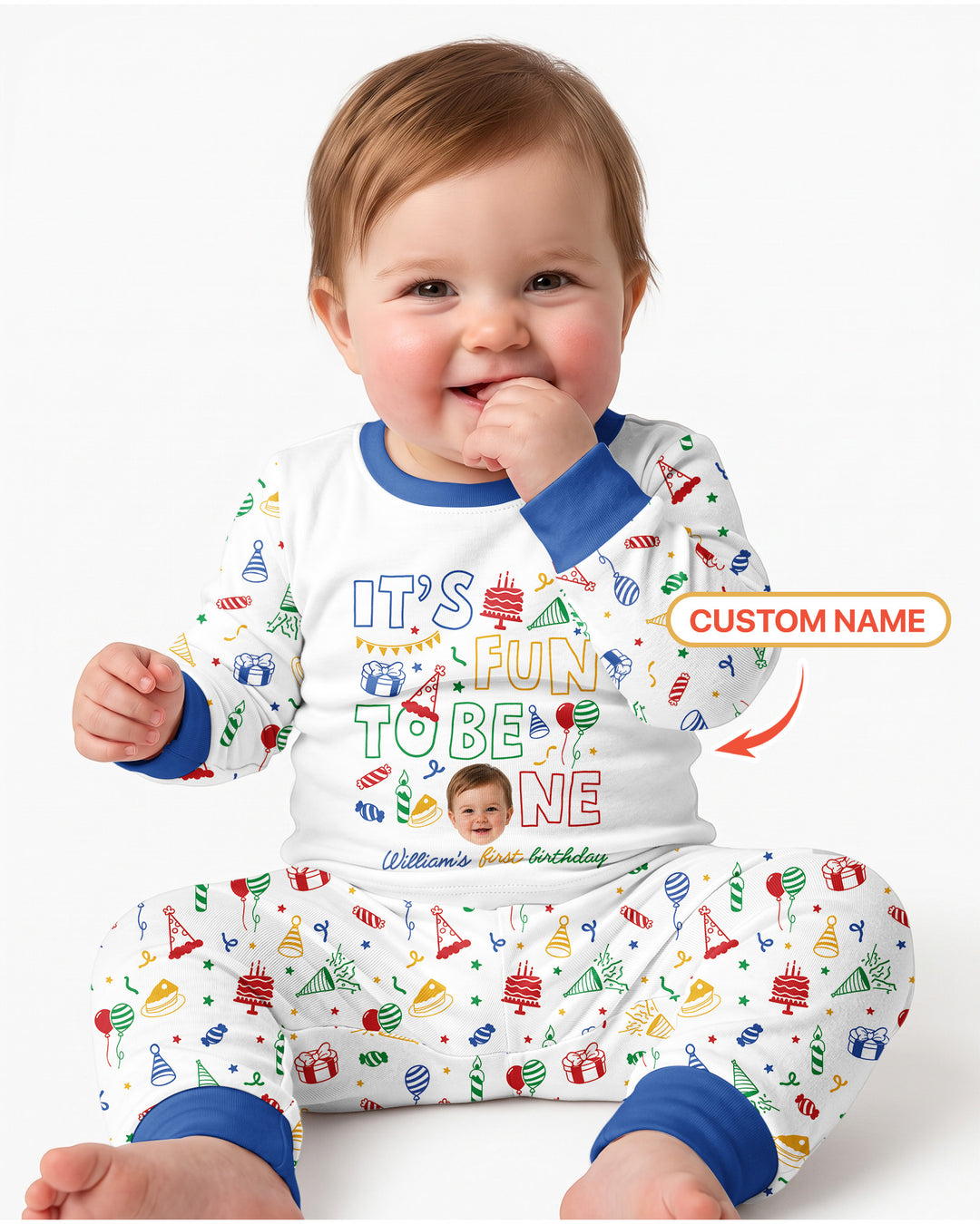Custom Photo It's Fun To Be One Bamboo Two Piece Long Sleeve Pajama Set