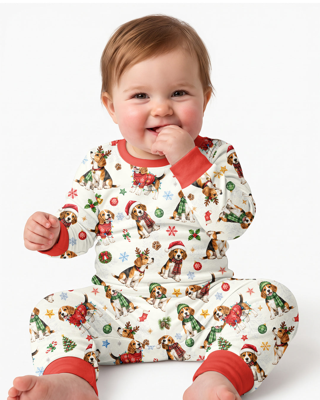 Beagle Christmas Bamboo Two Piece Long Sleeve Pajama Set