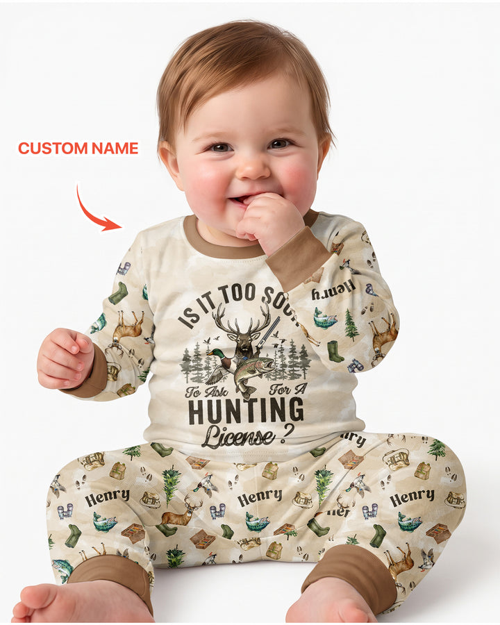 Personalized Funny Hunting Bamboo Two Piece Short Sleeve Pajama Set