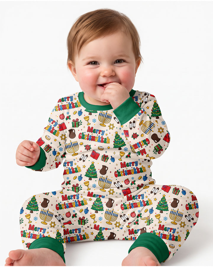 Merry Chrismukkah Bamboo Two Piece Long Sleeve Pajama Set