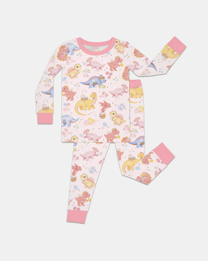 Dino Easter Bamboo Two Piece Long Sleeve Pajama Set
