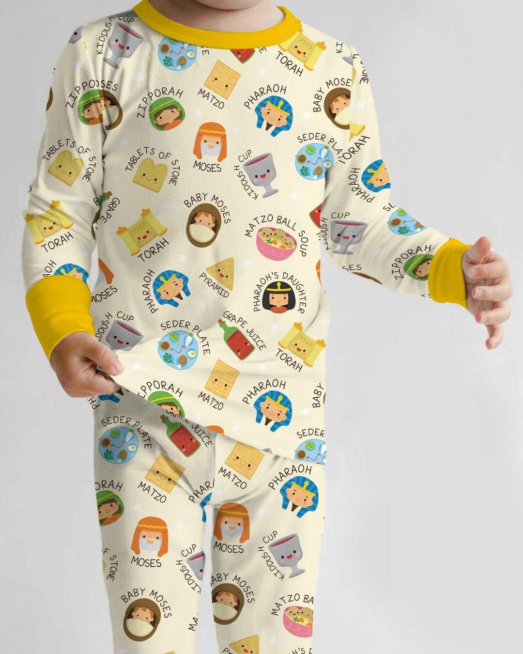 Cute Passover Characters Bamboo Two Piece Long Sleeve Pajama Set