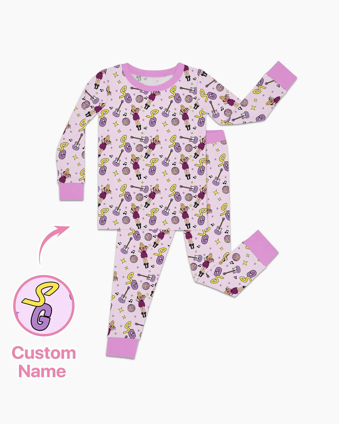 Custom Name Mini Rockstar Two Piece Long Sleeve Pajama Set