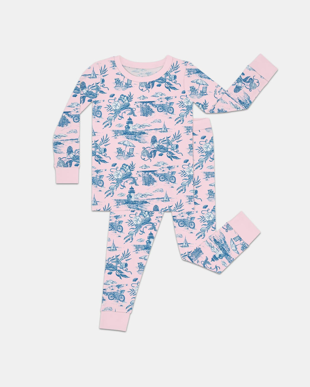 Summer Toile Bamboo Two Piece Long Sleeve Pajama Set