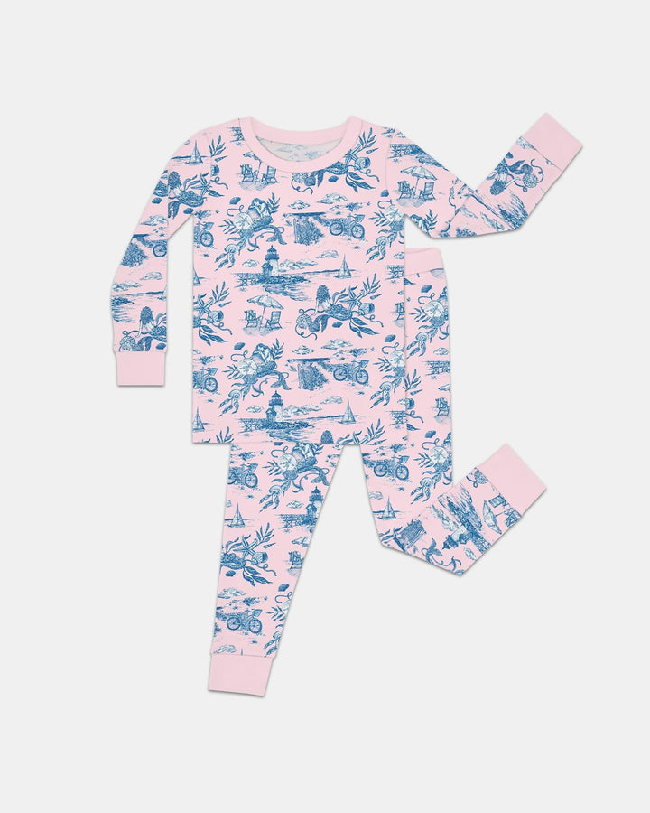 Summer Toile Bamboo Two Piece Long Sleeve Pajama Set