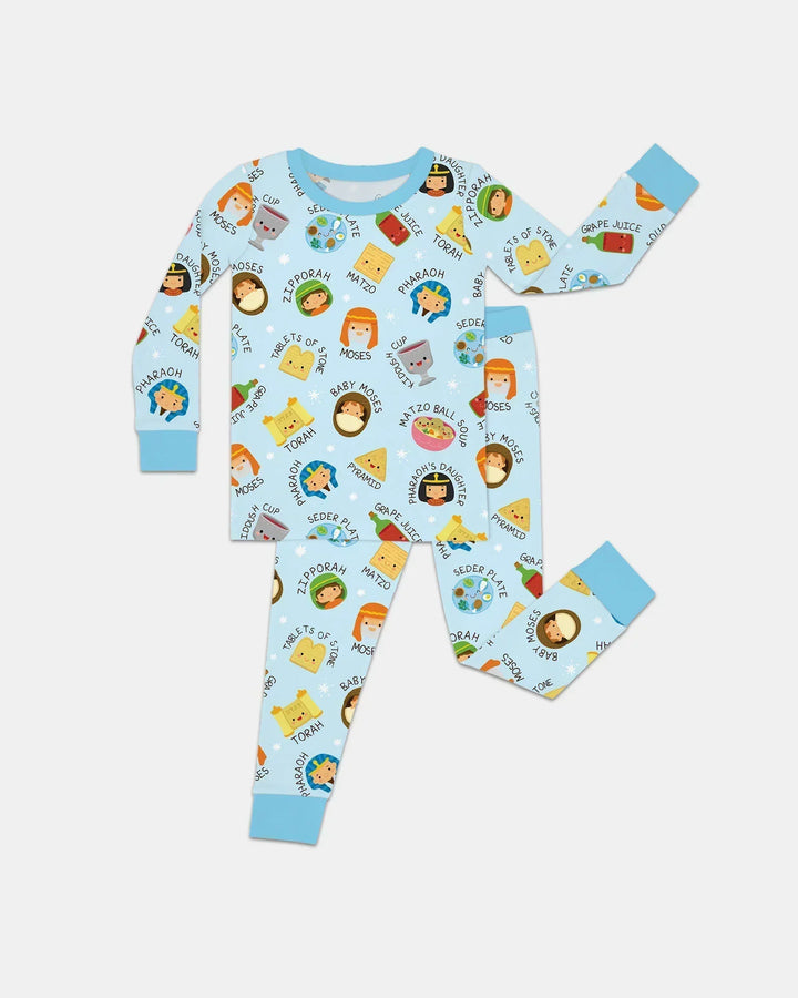 Cute Passover Characters Bamboo Two Piece Long Sleeve Pajama Set