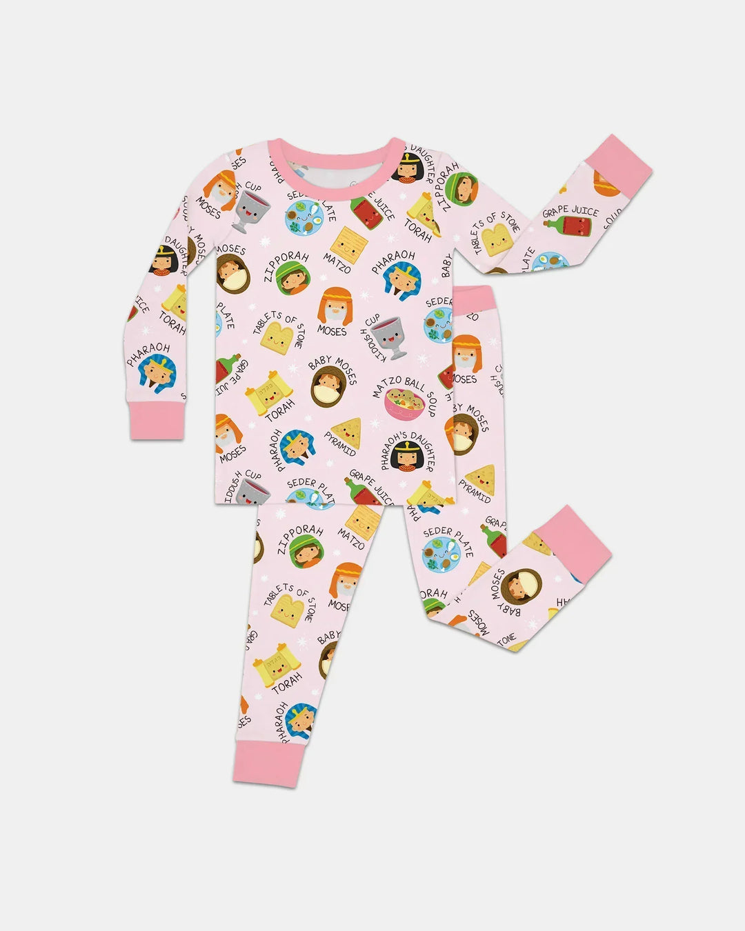 Cute Passover Characters Bamboo Two Piece Long Sleeve Pajama Set