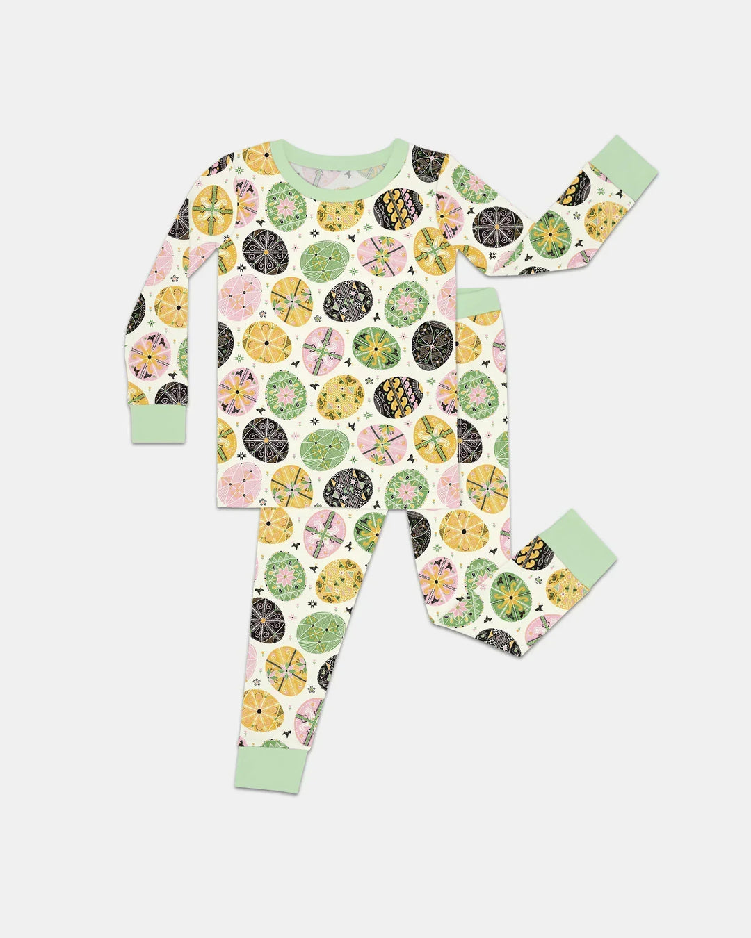 Pysanky Eggs Family Matching Bamboo Two Piece Long Sleeve Pajama Set