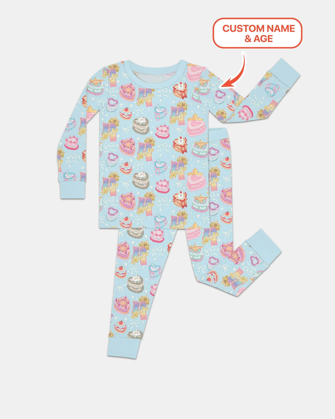 Custom Princess Baby Birthday Bamboo Two Piece Long Sleeve Pajama Set