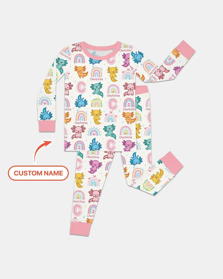 Axololt Custom Name Bamboo Two Piece Long Sleeve Pajama Set