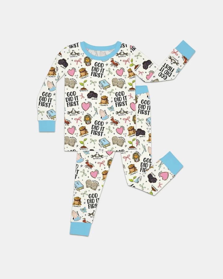 God Did It First Bamboo Two Piece Long Sleeve Pajama Set