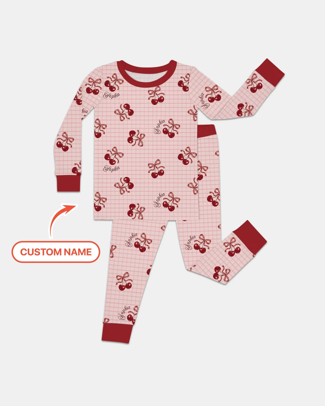 Cherry Mom and Me Bamboo Two Piece Long Sleeve Pajama Set