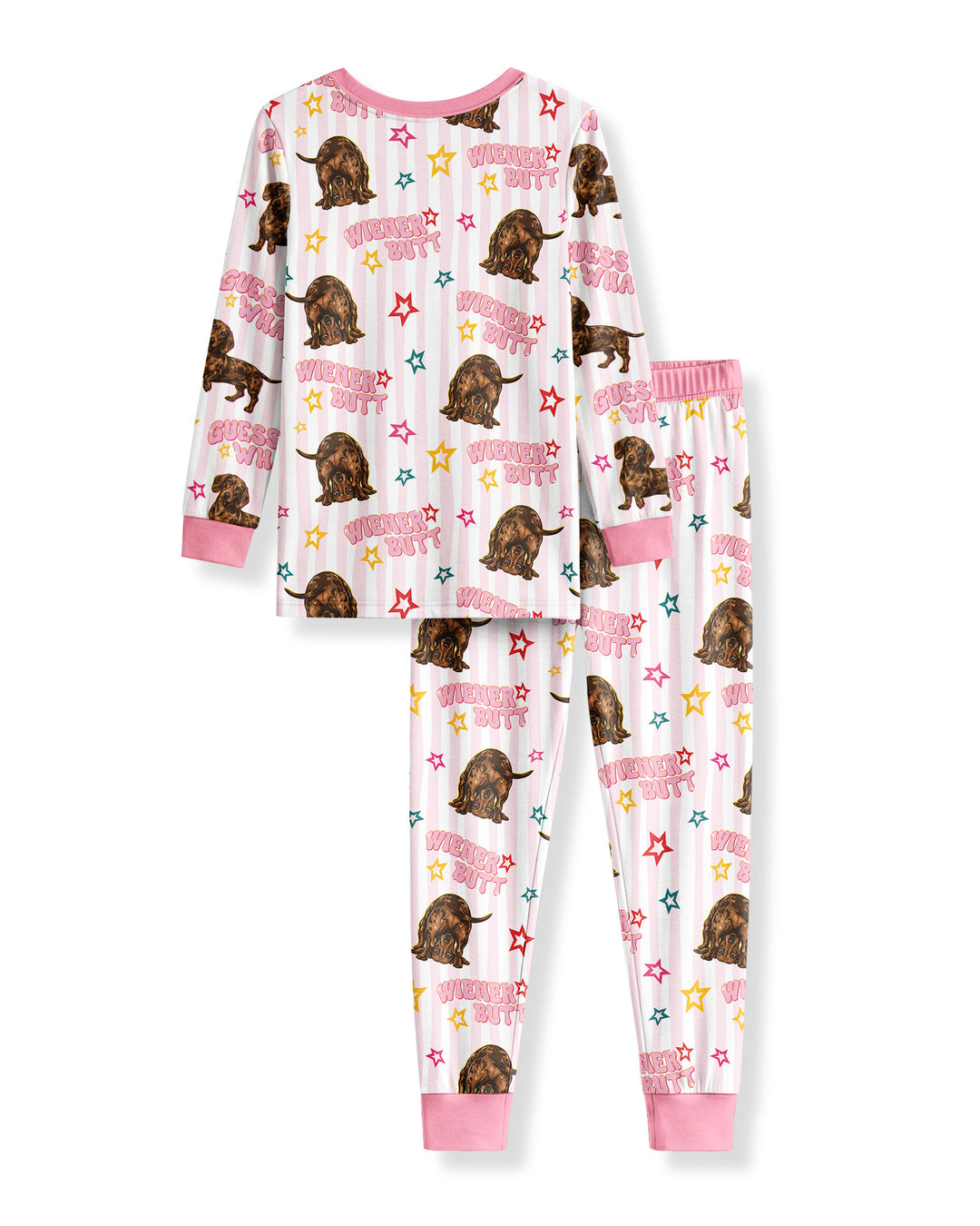 Guess What? Wiener Butt! Bamboo Two Piece Long Sleeve Pajama Set