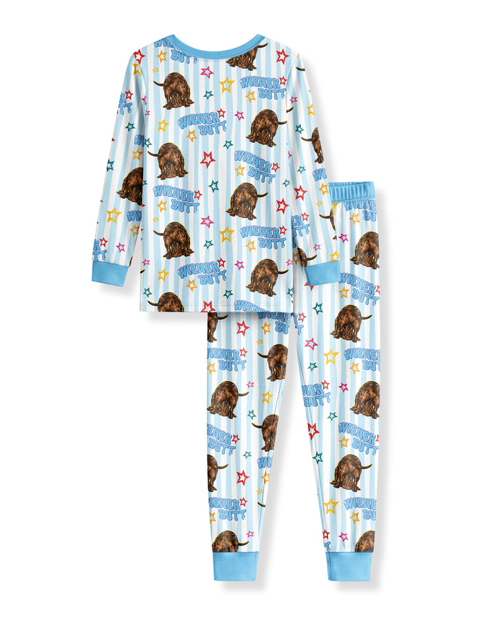 Guess What? Wiener Butt! Bamboo Two Piece Long Sleeve Pajama Set
