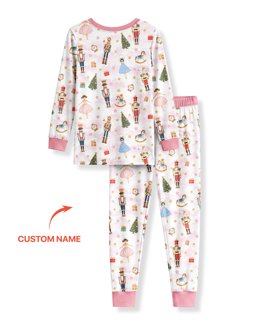 Nutcracker And Ballerina Custom Name Bamboo Two Piece Long Sleeve Pajama Set