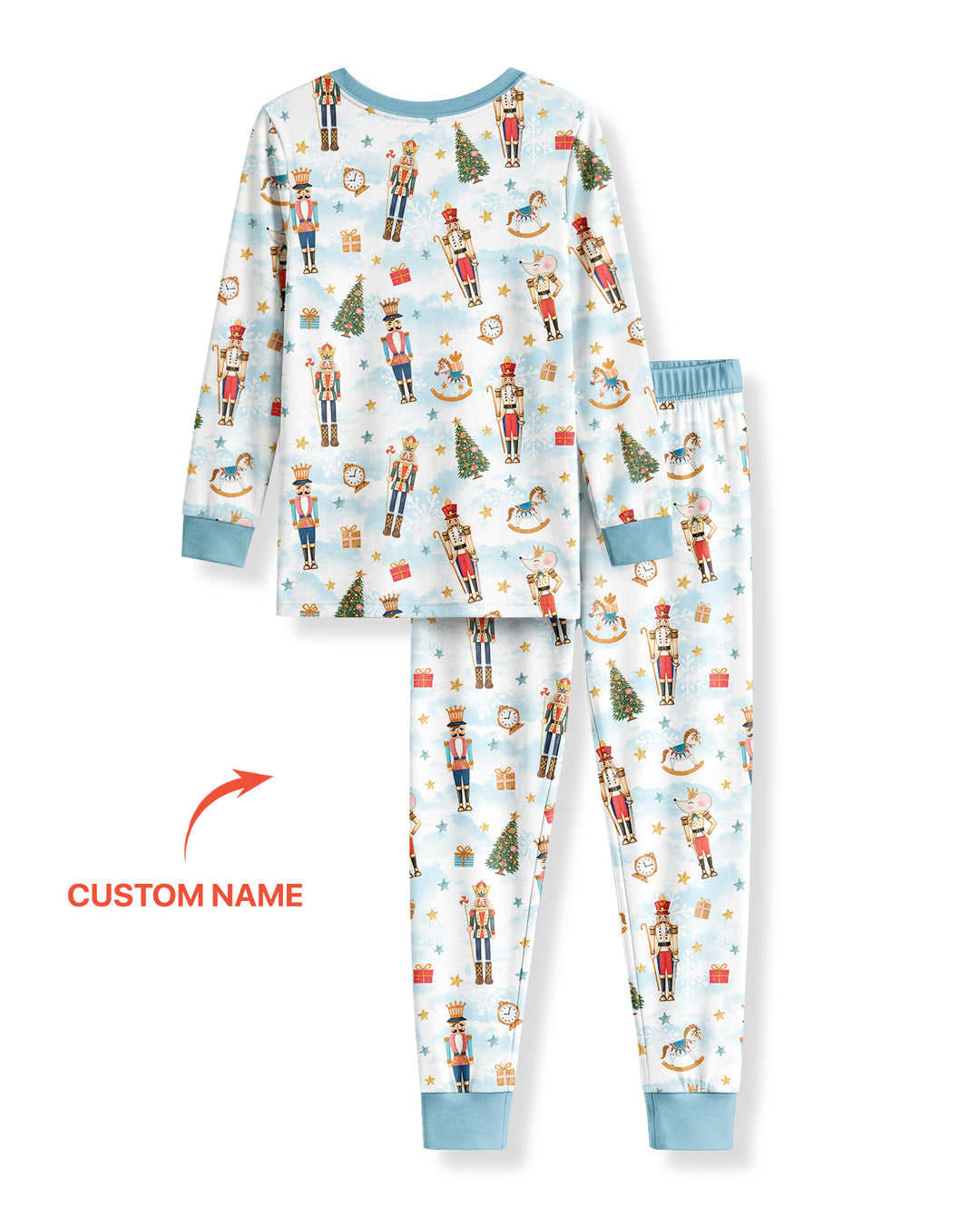 Nutcracker And Ballerina Custom Name Bamboo Two Piece Long Sleeve Pajama Set