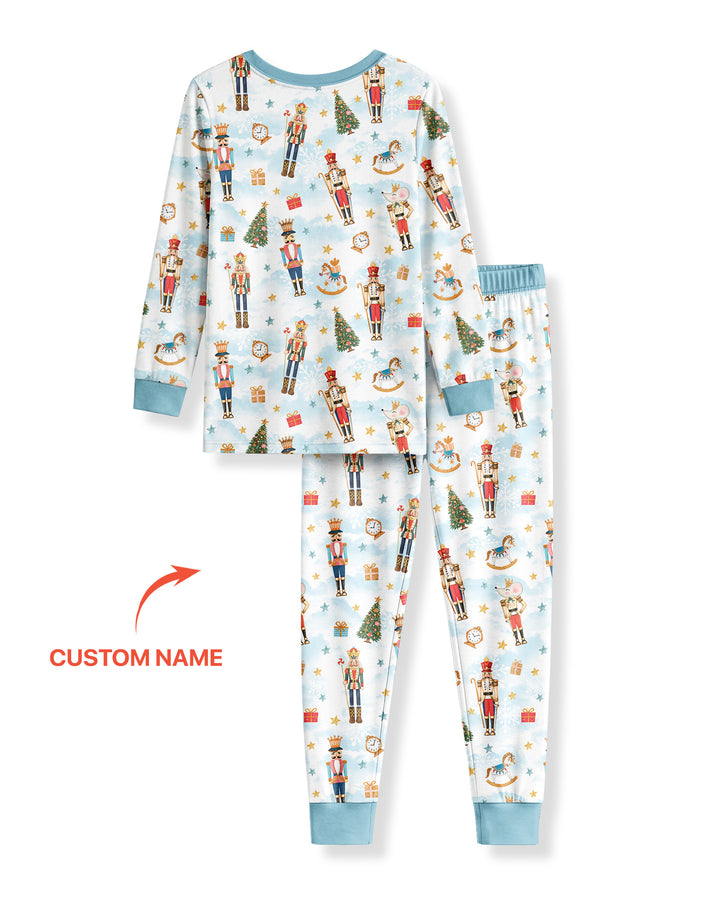 Nutcracker And Ballerina Custom Name Bamboo Two Piece Long Sleeve Pajama Set