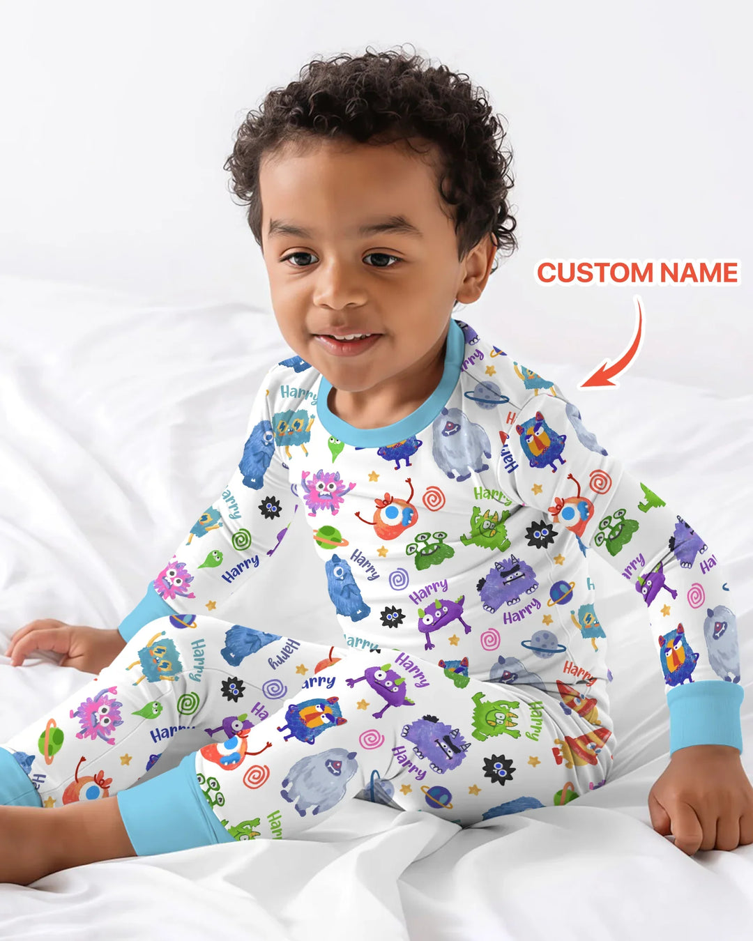 Monster Mash Crew Custom Name Bamboo Two Piece Long Sleeve Pajama Set