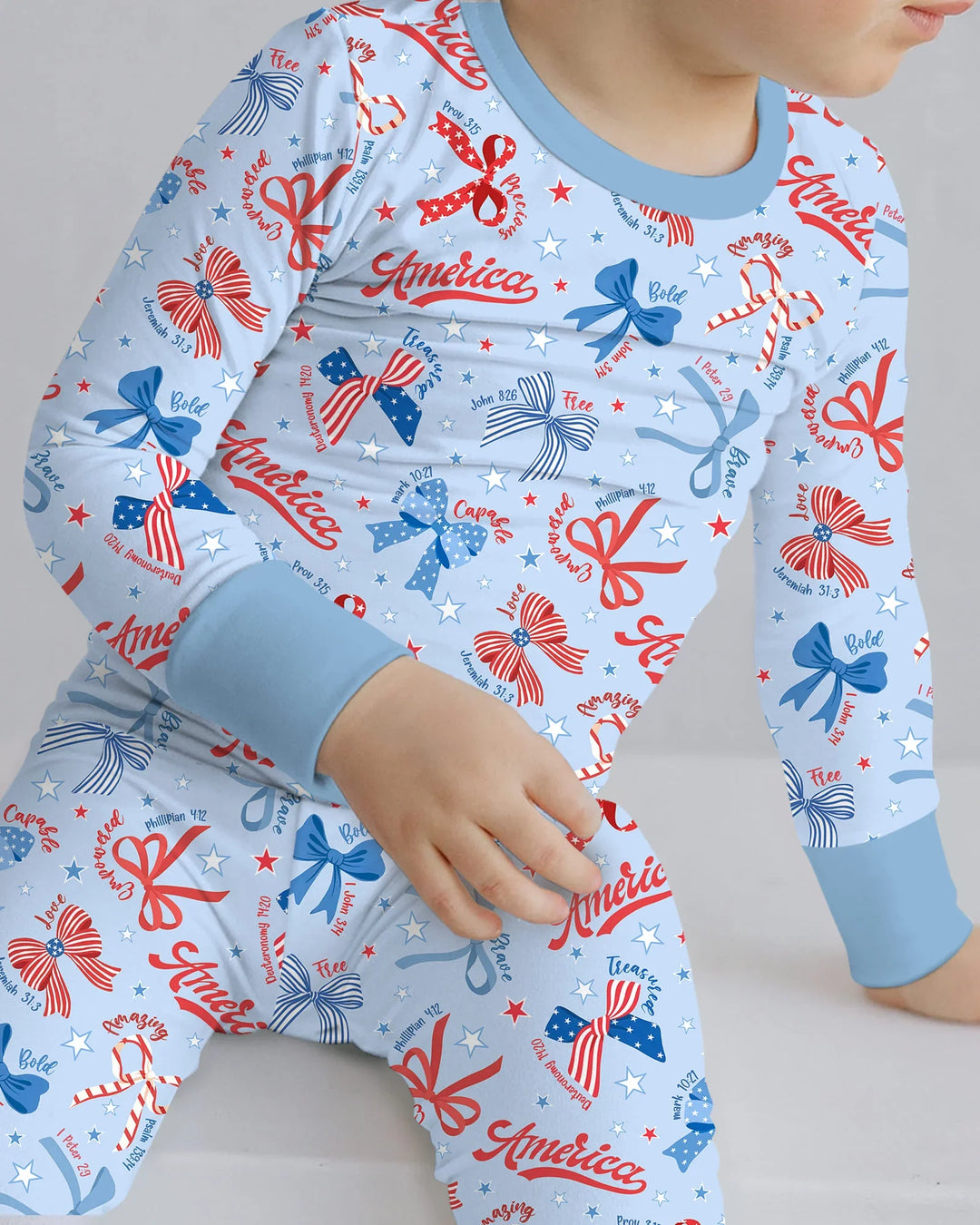 Girly Patriotic Bamboo Two Piece Long Sleeve Pajama Set