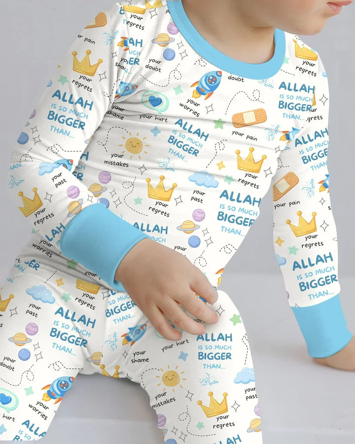 "Allah Is So Much Bigger Than..." Family Matching Bamboo Two Piece Long Sleeve Pajama Set
