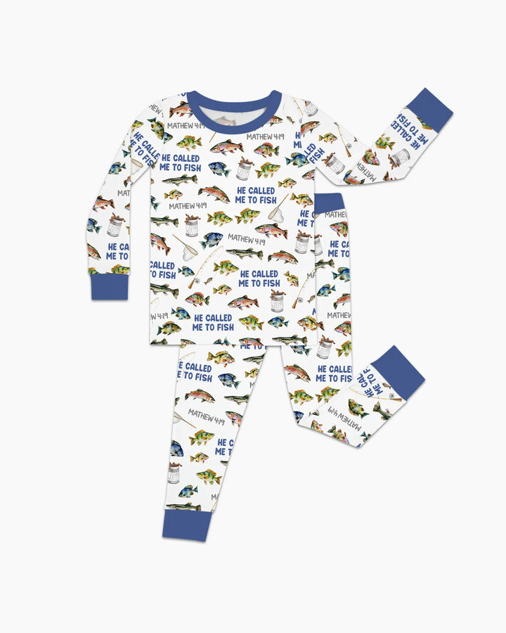 He Called Me To Fish Daddy & Me Matching Bamboo Two Piece Long Sleeve Pajama Set