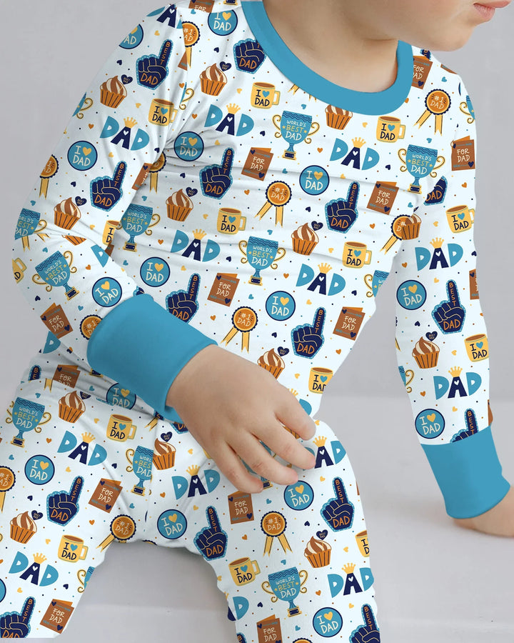 World's Best Dad Bamboo Two Piece Long Sleeve Pajama Set