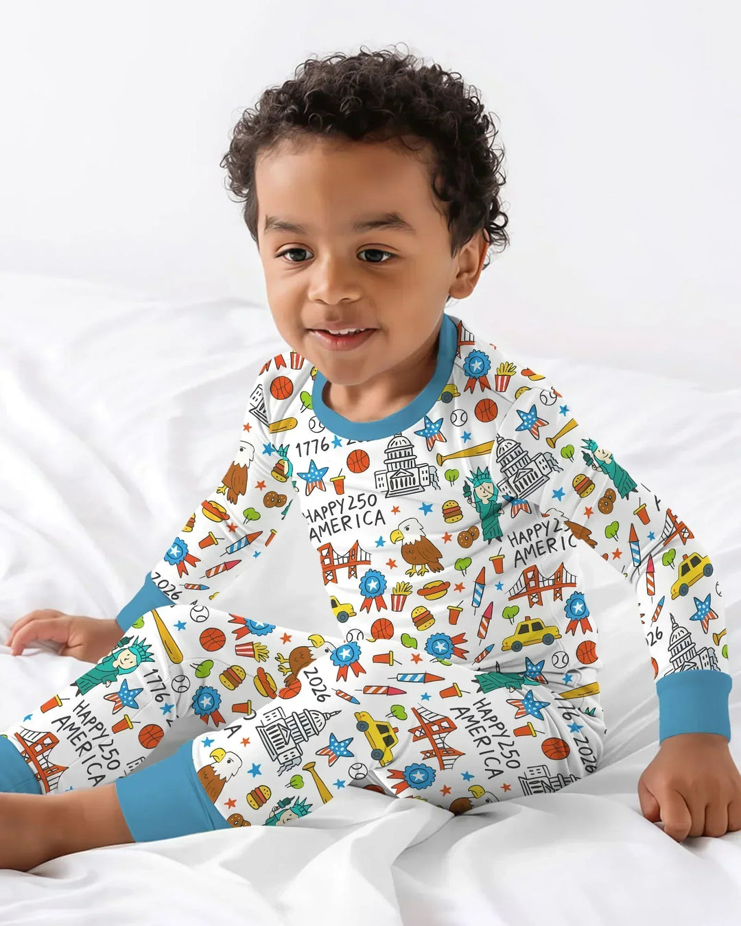 Happy 250 America 7626 Bamboo Two Piece Long Sleeve Pajama Set