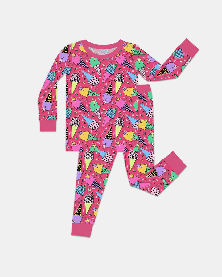 Summer Retro Ice Creams Family Matching Bamboo Two Piece Long Sleeve Pajama Set