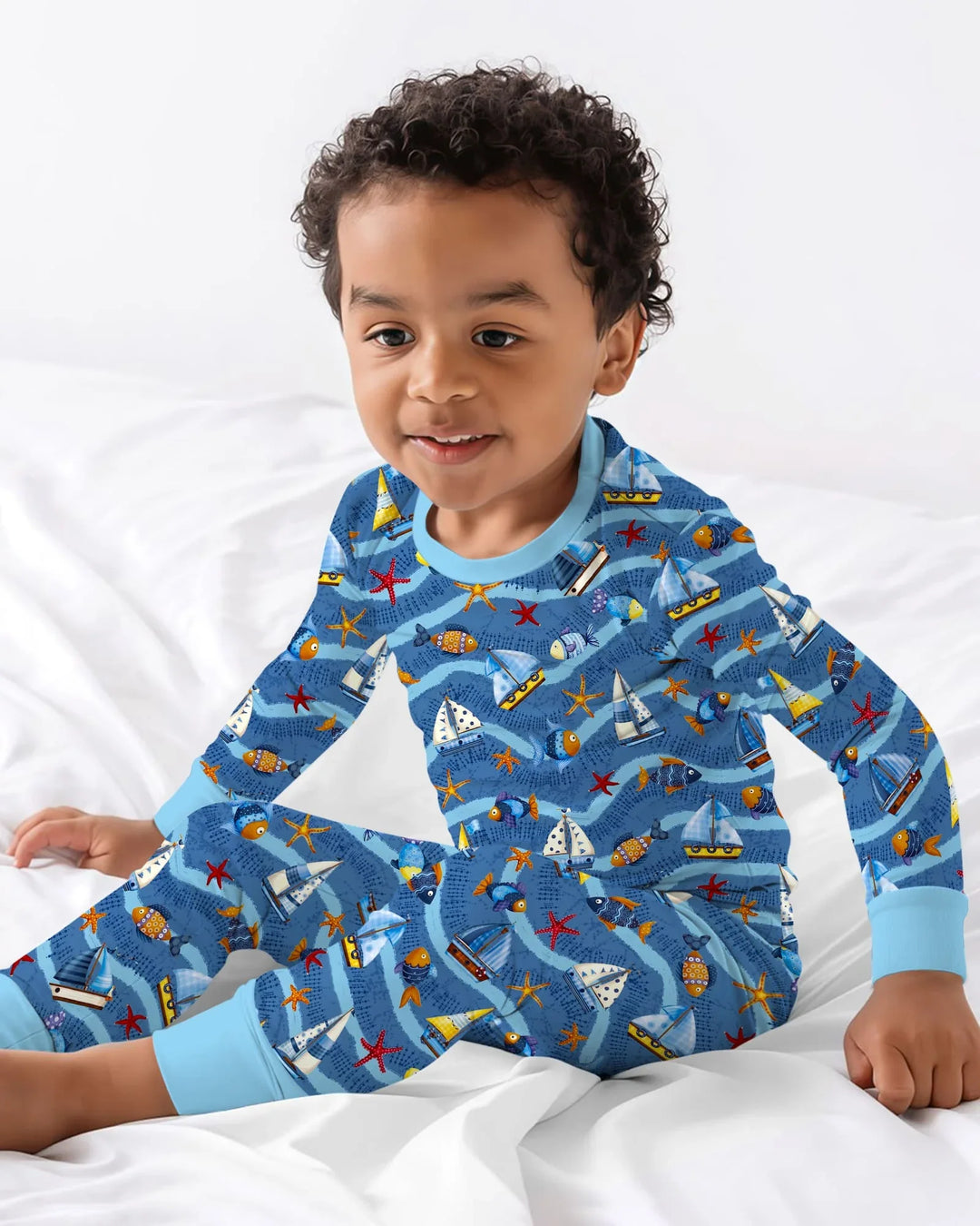 Blue Sail La Vie Family Matching Bamboo Two Piece Long Sleeve Pajama Set