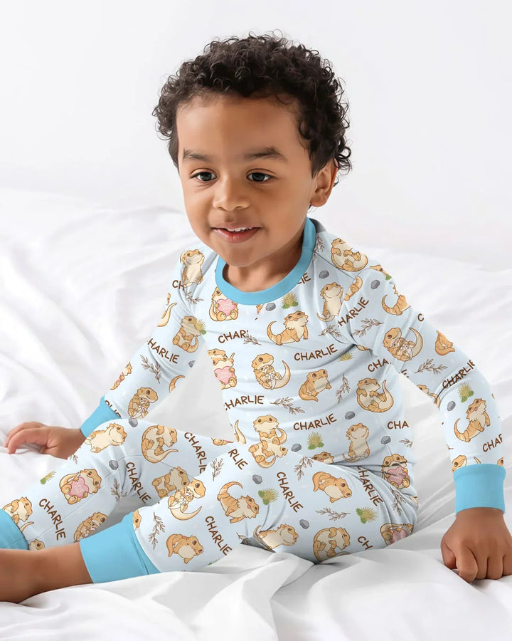 Custom Name Clueless Beardie Bamboo Two Piece Long Sleeve Pajama Set